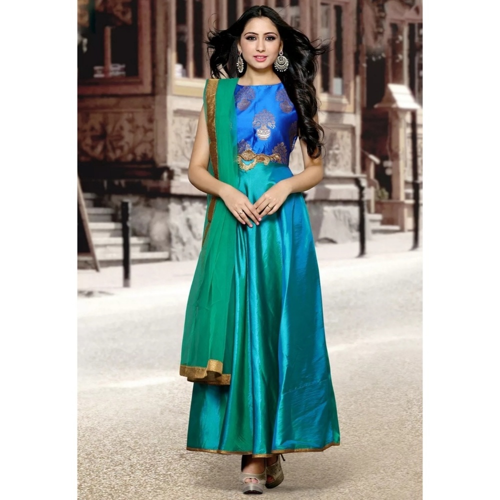Salwar Kameez - Silk Abaya Style Suit - Blue NWT 0